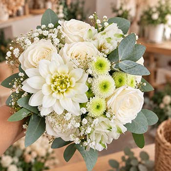Bouquet de mariée composé à la main par Rosae, fleuriste mariage à Hyères